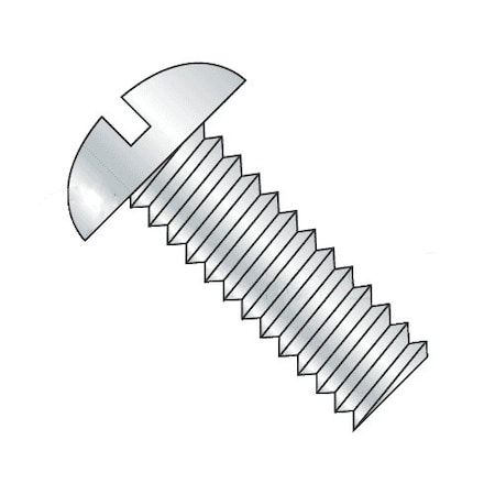 #10-32 X 1-1/2 In Slotted Round Machine Screw, Plain Brass Plated, 100 PK